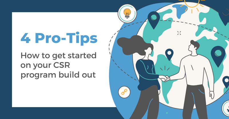 GivePulse graphic with text reading "4 Pro-Tips: How to get started on your CSR program build out"