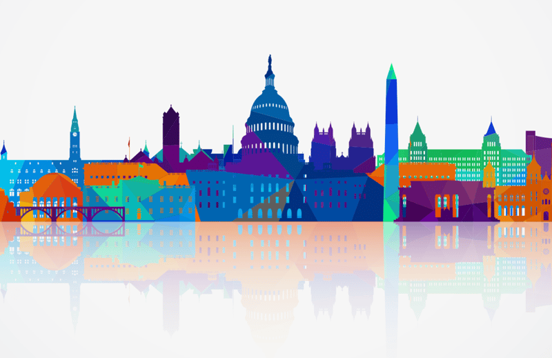 Colorful and abstract city skyline